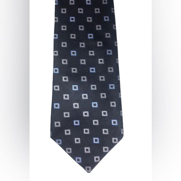 2 Joseph Abboud  Men’s Brown Diamond & Blue Patterned Classic Neckties 100% Silk - Picture 4 of 6